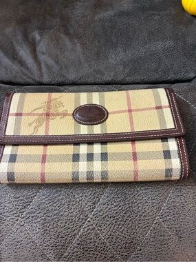 Burberry Tan and Brown Plaid Continental Wallet